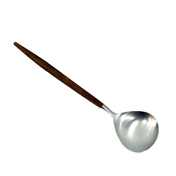 Danish Mod Style Reed & Barton Stainless Steel 18/8 W Teak Handle Serving Spoon - Picture 1 of 6